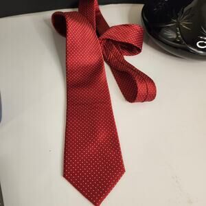 Tommy Hilfiger Royal Red Polka Dot Mens Silk Tie Formal Business Modern